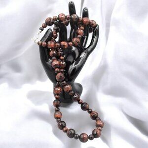 EUC Jay King Necklace Faceted Red Tiger's Eye Graduated Beads Sterling 925